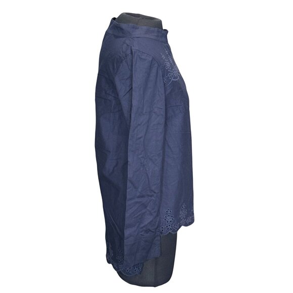 J.Crew Navy Blue Embroidered Womens Top Size 2 - Picture 2 of 9